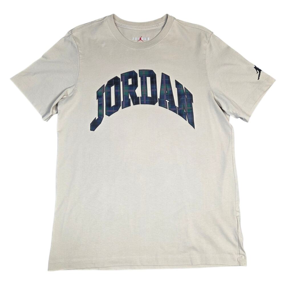 Nike Air Jordan Essentials Holiday Men's T-Shirt‎ Rattan Beige Spellout Large